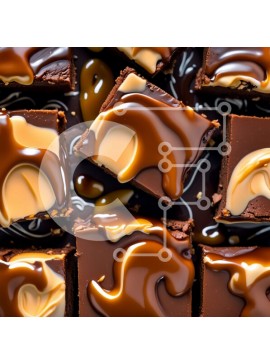 Σετ των 2 Intra Συλλεκτικό Ξύλινο Παζλ Plywood  4mm - Νόστιμα μπράουνις σοκολάτας με σάλτσα καραμέλας - φωτογραφία από κοντά Σε Ξύλινο Κουτί - Διαστάσεις: 10x10 cm – 25 κομμάτια