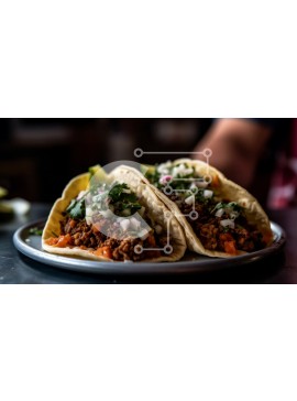 Σετ των 2 Intra Συλλεκτικό Ξύλινο Παζλ Plywood  4mm - Νόστιμη εικόνα Tacos με φρέσκα λαχανικά και σάλσα Σε Ξύλινο Κουτί - Διαστάσεις: 10x10 cm – 25 κομμάτια