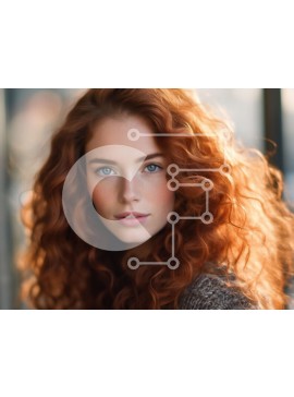 Intra Συλλεκτικό Ξύλινο Παζλ Plywood  4mm - Ουδέτερο πορτρέτο μιας γυναίκας με σγουρά κόκκινα μαλλιά και πράσινα μάτια Σε Ξύλινο Κουτί - Διαστάσεις Puzzle: 10x10 cm – 25 κομμάτια