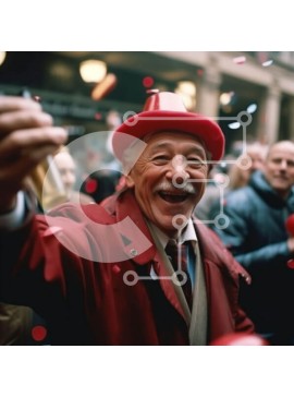 Intra Συλλεκτικό Ξύλινο Παζλ Plywood  4mm - Εορταστική φωτογραφία του ηλικιωμένου με σαμπάνια και πλήθος Σε Ξύλινο Κουτί - Διαστάσεις Puzzle: 10x10 cm – 25 κομμάτια