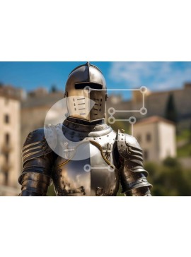 Intra Συλλεκτικό Ξύλινο Παζλ Plywood  4mm - Μεσαιωνικός Ιππότης σε αστικό περιβάλλον Σε Ξύλινο Κουτί - Διαστάσεις Puzzle: 10x10 cm – 25 κομμάτια