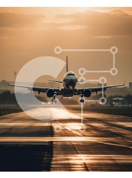 Intra Συλλεκτικό Ξύλινο Παζλ Plywood  4mm - Εκπληκτική εικόνα του αεροπλάνου που απογειώνεται από το αεροδρόμιο στο ηλιοβασίλεμα Σε Ξύλινο Κουτί - Διαστάσεις Puzzle: 10x10 cm – 25 κομμάτια