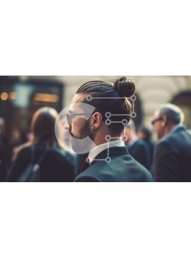 Intra Συλλεκτικό Ξύλινο Παζλ Plywood  4mm - Επαγγελματίας επιχειρηματίας που περπατά σε ένα πλήθος στην πολυσύχναστη οδό Σε Ξύλινο Κουτί - Διαστάσεις Puzzle: 10x10 cm – 25 κομμάτια