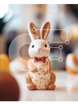 Intra Συλλεκτικό Ξύλινο Παζλ Plywood  4mm - Ειδώλιο λαγουδάκι του Πάσχα στο τραπέζι με πασχαλινά αυγά Σε Ξύλινο Κουτί - Διαστάσεις Puzzle: 10x10 cm – 25 κομμάτια