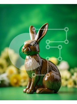 Intra Συλλεκτικό Ξύλινο Παζλ Plywood  4mm - Ειδώλιο Πασχαλινό λαγουδάκι με κίτρινα λουλούδια και πράσινο φύλλωμα Σε Ξύλινο Κουτί - Διαστάσεις Puzzle: 10x10 cm – 25 κομμάτια