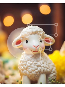 Intra Συλλεκτικό Ξύλινο Παζλ Plywood  4mm - Λευκό ειδώλιο προβάτου στο τραπέζι με λουλούδια και κεριά Σε Ξύλινο Κουτί - Διαστάσεις Puzzle: 10x10 cm – 25 κομμάτια