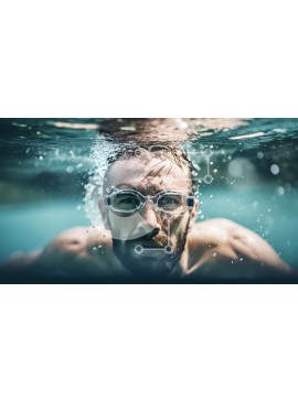 Intra Συλλεκτικό Ξύλινο Παζλ Plywood  4mm - Στιγμιότυπο δράσης ανθρώπου που κολυμπά σε πισίνα με γυαλιά Σε Ξύλινο Κουτί - Διαστάσεις Puzzle: 10x10 cm – 25 κομμάτια
