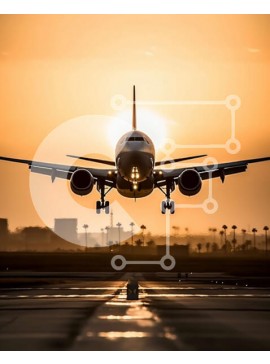 Intra Συλλεκτικό Ξύλινο Παζλ Plywood  4mm - Εκπληκτική εικόνα ενός σύγχρονου αεροσκάφους που απογειώνεται στο ηλιοβασίλεμα Σε Ξύλινο Κουτί - Διαστάσεις Puzzle: 10x10 cm – 25 κομμάτια