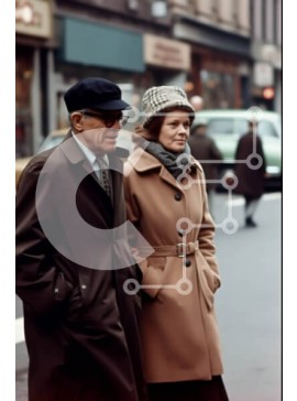 Intra Συλλεκτικό Ξύλινο Παζλ Plywood  4mm - Ηλικιωμένο ζευγάρι στέκεται μαζί στο City Street Σε Ξύλινο Κουτί - Διαστάσεις Puzzle: 10x10 cm – 25 κομμάτια