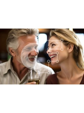 Intra Συλλεκτικό Ξύλινο Παζλ Plywood  4mm - Ευτυχισμένο ηλικιωμένο ζευγάρι με χαλαρά ρούχα που απολαμβάνει κρασί σε ένα μπαρ Σε Ξύλινο Κουτί - Διαστάσεις Puzzle: 10x10 cm – 25 κομμάτια