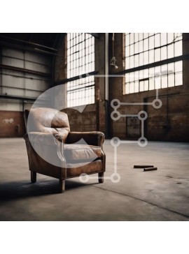 Intra Συλλεκτικό Ξύλινο Παζλ Plywood  4mm - Καφέ δερμάτινη καρέκλα σε άδεια αποθήκη Σε Ξύλινο Κουτί - Διαστάσεις Puzzle: 10x10 cm – 25 κομμάτια