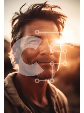 Intra Συλλεκτικό Ξύλινο Παζλ Plywood  4mm - Σοβαρός άντρας με καφέ δερμάτινο μπουφάν και λευκό μπλουζάκι Σε Ξύλινο Κουτί - Διαστάσεις Puzzle: 10x10 cm – 25 κομμάτια