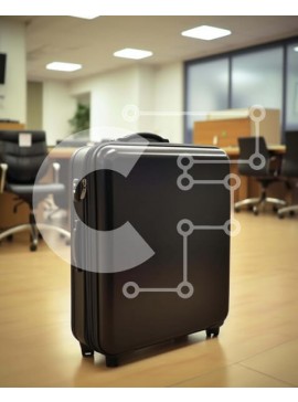 Intra Συλλεκτικό Ξύλινο Παζλ Plywood  4mm - Μαύρη βαλίτσα σε κενό χώρο γραφείου Σε Ξύλινο Κουτί - Διαστάσεις Puzzle: 10x10 cm – 25 κομμάτια