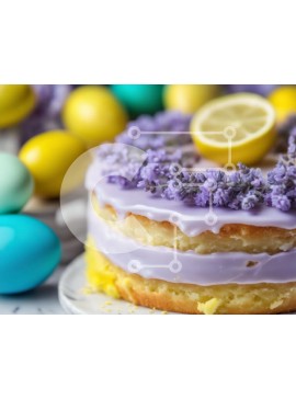 Σετ των 2 Intra Συλλεκτικό Ξύλινο Παζλ Plywood  4mm - Πασχαλινό κέικ λεβάντας και λεμονιού με αυγά Σε Ξύλινο Κουτί - Διαστάσεις: 10x10 cm – 25 κομμάτια