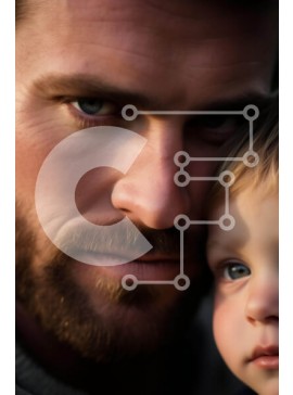 Intra Συλλεκτικό Ξύλινο Παζλ Plywood  4mm - Στιγμή δέσιμου πατέρα και παιδιού Σε Ξύλινο Κουτί - Διαστάσεις Puzzle: 10x10 cm – 25 κομμάτια