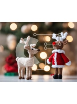 Intra Συλλεκτικό Ξύλινο Παζλ Plywood  4mm - Αξιολάτρευτα ειδώλια ταράνδων με κροσέ Σε Ξύλινο Κουτί - Διαστάσεις Puzzle: 10x10 cm – 25 κομμάτια