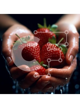 Σετ των 2 Intra Συλλεκτικό Ξύλινο Παζλ Plywood  4mm - Κοντινό πλάνο ώριμων φραουλών με χυμό που στάζει κάτω Σε Ξύλινο Κουτί - Διαστάσεις: 10x10 cm – 25 κομμάτια