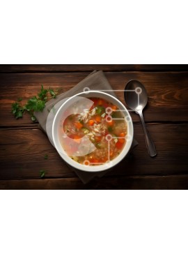 Σετ των 2 Intra Συλλεκτικό Ξύλινο Παζλ Plywood  4mm - Υγιεινή και νόστιμη σούπα με λαχανικά και ρύζι Σε Ξύλινο Κουτί - Διαστάσεις: 10x10 cm – 25 κομμάτια