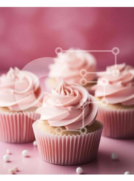Σετ των 2 Intra Συλλεκτικό Ξύλινο Παζλ Plywood  4mm - Ροζ cupcakes με πάγωμα και πέρλες σε ροζ φόντο Σε Ξύλινο Κουτί - Διαστάσεις: 10x10 cm – 25 κομμάτια