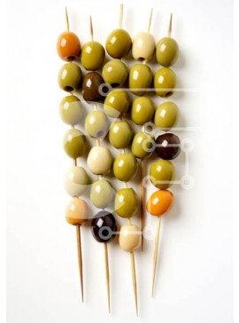 Σετ των 2 Intra Συλλεκτικό Ξύλινο Παζλ Plywood  4mm - Ομάδα ελιών σε οδοντογλυφίδες διατεταγμένες σε σχήμα πυραμίδας Σε Ξύλινο Κουτί - Διαστάσεις: 10x10 cm – 25 κομμάτια