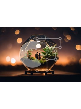 Intra Συλλεκτικό Ξύλινο Παζλ Plywood  4mm - Γυάλινο Terrarium με ειδώλια και φυτά για μινιατούρες κήπους Σε Ξύλινο Κουτί - Διαστάσεις Puzzle: 10x10 cm – 25 κομμάτια