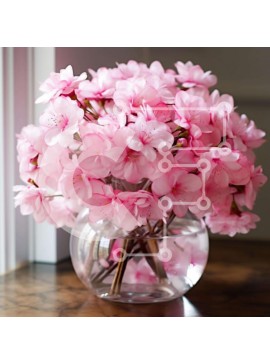 Σετ των 2 Intra Συλλεκτικό Ξύλινο Παζλ Plywood  4mm - Φρέσκα ροζ λουλούδια σε διαφανές γυάλινο βάζο στο τραπέζι Σε Ξύλινο Κουτί - Διαστάσεις: 10x10 cm – 25 κομμάτια