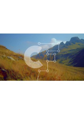 Intra Συλλεκτικό Ξύλινο Παζλ Plywood  4mm - Γραφική χλοώδης πλαγιά με βουνά και κίτρινα λουλούδια Σε Ξύλινο Κουτί - Διαστάσεις: 10x10 cm – 25 κομμάτια