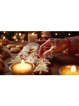 Σετ των 2 Intra Συλλεκτικό Ξύλινο Παζλ Plywood  4mm - Μπισκότα Χριστουγεννιάτικου Δέντρου σε ένα γιορτινό τραπέζι Σε Ξύλινο Κουτί - Διαστάσεις: 10x10 cm – 25 κομμάτια