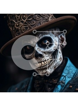 Intra Συλλεκτικό Ξύλινο Παζλ Plywood  4mm - Άνδρας με καπέλο και σκελετό κοστούμι Σε Ξύλινο Κουτί - Διαστάσεις Puzzle: 10x10 cm – 25 κομμάτια