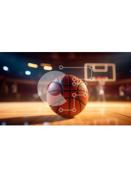 Intra Συλλεκτικό Ξύλινο Παζλ Plywood  4mm - Γήπεδο μπάσκετ με μπάσκετ σε ξύλινο πάτωμα Σε Ξύλινο Κουτί - Διαστάσεις Puzzle: 10x10 cm – 25 κομμάτια
