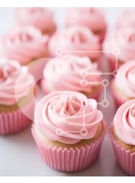 Σετ των 2 Intra Συλλεκτικό Ξύλινο Παζλ Plywood  4mm - Ροζ cupcakes με λευκή οθόνη παγώματος Σε Ξύλινο Κουτί - Διαστάσεις: 10x10 cm – 25 κομμάτια