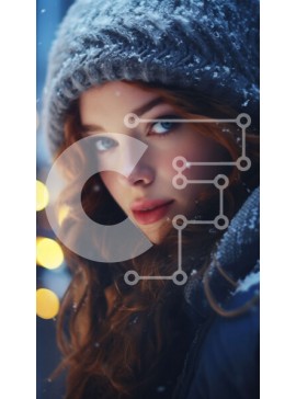 Intra Συλλεκτικό Ξύλινο Παζλ Plywood  4mm - Νεαρή γυναίκα με κόκκινα μαλλιά που φορά χειμερινό καπέλο και κασκόλ Σε Ξύλινο Κουτί - Διαστάσεις Puzzle: 10x10 cm – 25 κομμάτια