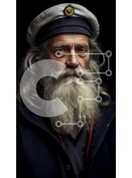 Intra Συλλεκτικό Ξύλινο Παζλ Plywood  4mm - Ηλικιωμένος άνδρας με καπέλο καπετάνιου και μακριά λευκή γενειάδα φωτογραφία Σε Ξύλινο Κουτί - Διαστάσεις Puzzle: 10x10 cm – 25 κομμάτια