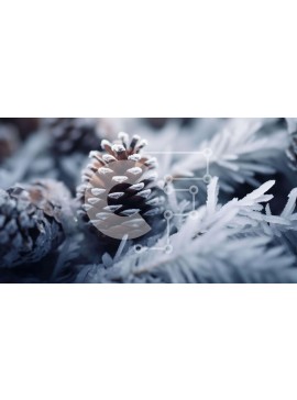 Intra Συλλεκτικό Ξύλινο Παζλ Plywood  4mm - Κοντινό πλάνο με παγωμένα κουκουνάρια που καλύπτονται από νιφάδες χιονιού Σε Ξύλινο Κουτί - Διαστάσεις: 10x10 cm – 25 κομμάτια