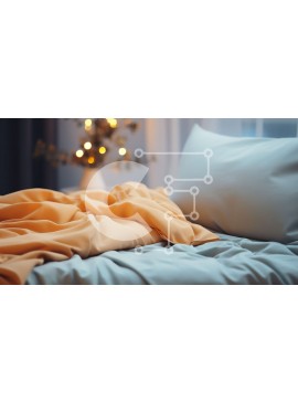 Intra Συλλεκτικό Ξύλινο Παζλ Plywood  4mm - Κρεβάτι με Κίτρινο και Πορτοκαλί ριγέ κουβέρτα και floral μαξιλάρι Σε Ξύλινο Κουτί - Διαστάσεις Puzzle: 10x10 cm – 25 κομμάτια