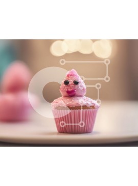 Σετ των 2 Intra Συλλεκτικό Ξύλινο Παζλ Plywood  4mm - Cupcake ζώων με ροζ πάγωμα Σε Ξύλινο Κουτί - Διαστάσεις: 10x10 cm – 25 κομμάτια