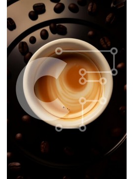 Σετ των 2 Intra Συλλεκτικό Ξύλινο Παζλ Plywood  4mm - Φλιτζάνι καφέ και φασόλια στο τραπέζι Σε Ξύλινο Κουτί - Διαστάσεις: 10x10 cm – 25 κομμάτια