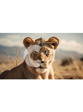 Intra Συλλεκτικό Ξύλινο Παζλ Plywood  4mm - Περίεργο λιοντάρι σε ένα χορταριασμένο χωράφι Σε Ξύλινο Κουτί - Διαστάσεις: 10x10 cm – 25 κομμάτια