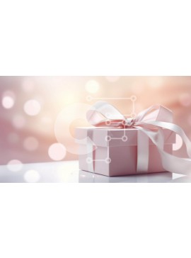 Intra Συλλεκτικό Ξύλινο Παζλ Plywood  4mm - Ροζ κουτί δώρου με λευκή κορδέλα σε διακοσμημένο τραπέζι Σε Ξύλινο Κουτί - Διαστάσεις Puzzle: 10x10 cm – 25 κομμάτια