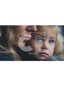 Intra Συλλεκτικό Ξύλινο Παζλ Plywood  4mm - Μητέρα και παιδί αγκαλιάζονται σε κοντινή απόσταση Σε Ξύλινο Κουτί - Διαστάσεις Puzzle: 10x10 cm – 25 κομμάτια