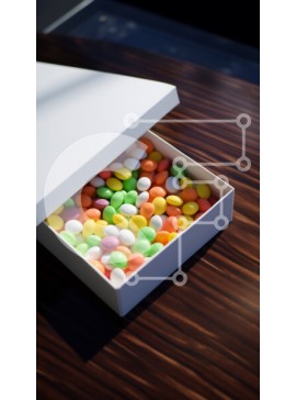 Intra Συλλεκτικό Ξύλινο Παζλ Plywood  4mm - Πολύχρωμο κουτί καραμελών σε ξύλινο τραπέζι Σε Ξύλινο Κουτί - Διαστάσεις: 10x10 cm – 25 κομμάτια