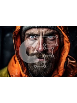 Intra Συλλεκτικό Ξύλινο Παζλ Plywood  4mm - Πορτρέτο άνδρα με πορτοκαλί σακάκι και γένια με κλειστά μάτια Σε Ξύλινο Κουτί - Διαστάσεις Puzzle: 10x10 cm – 25 κομμάτια