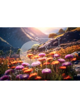 Intra Συλλεκτικό Ξύλινο Παζλ Plywood  4mm - Γραφική θέα των αγριολούλουδων μια ηλιόλουστη μέρα στα βουνά Σε Ξύλινο Κουτί - Διαστάσεις: 10x10 cm – 25 κομμάτια