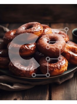 Σετ των 2 Intra Συλλεκτικό Ξύλινο Παζλ Plywood  4mm - Νόστιμα γλασμένα ντόνατς σερβιρισμένα με καφέ σε ξύλινο τραπέζι Σε Ξύλινο Κουτί - Διαστάσεις: 10x10 cm – 25 κομμάτια