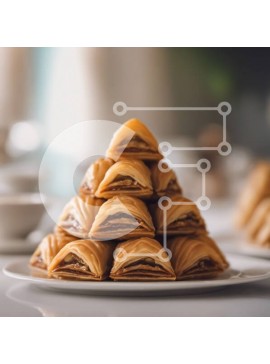 Σετ των 2 Intra Συλλεκτικό Ξύλινο Παζλ Plywood  4mm - Στοίβα από νόστιμα μπακλαβά σε ένα πιάτο Σε Ξύλινο Κουτί - Διαστάσεις: 10x10 cm – 25 κομμάτια