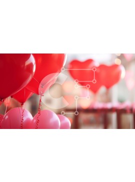 Intra Συλλεκτικό Ξύλινο Παζλ Plywood  4mm - Κόκκινα και ροζ μπαλόνια σε σχήμα καρδιάς που επιπλέουν στον αέρα Σε Ξύλινο Κουτί - Διαστάσεις Puzzle: 10x10 cm – 25 κομμάτια