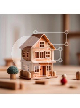 Intra Συλλεκτικό Ξύλινο Παζλ Plywood  4mm - Γοητευτικό ξύλινο σπίτι παιχνιδιών με κόκκινη στέγη και λευκούς τοίχους Σε Ξύλινο Κουτί - Διαστάσεις: 10x10 cm – 25 κομμάτια