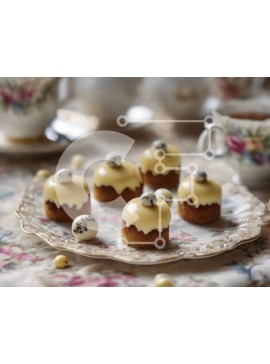 Σετ των 2 Intra Συλλεκτικό Ξύλινο Παζλ Plywood  4mm - Νόστιμα επιδόρπια και τσάι σε floral τραπέζι Σε Ξύλινο Κουτί - Διαστάσεις: 10x10 cm – 25 κομμάτια