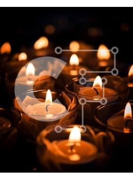 Intra Συλλεκτικό Ξύλινο Παζλ Plywood  4mm - Ομάδα αναμμένων κεριών σε γυάλινα κύπελλα Σε Ξύλινο Κουτί - Διαστάσεις Puzzle: 10x10 cm – 25 κομμάτια