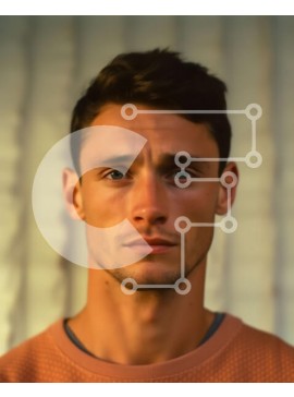 Intra Συλλεκτικό Ξύλινο Παζλ Plywood  4mm - Σοβαρό πορτρέτο νεαρού άνδρα με ροζ πουλόβερ Σε Ξύλινο Κουτί - Διαστάσεις Puzzle: 10x10 cm – 25 κομμάτια